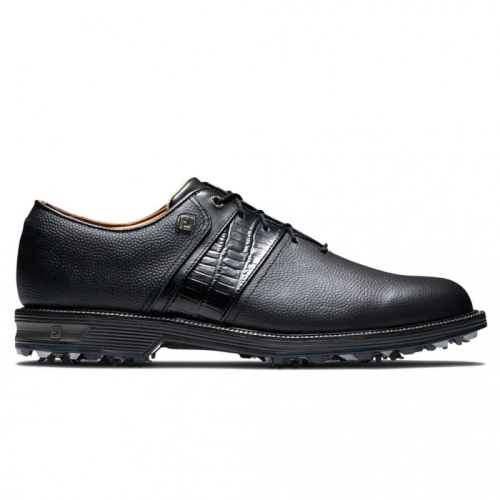 Black Men's Footjoy Premiere Series - Packard Spiked Golf Shoes | US-13825IN