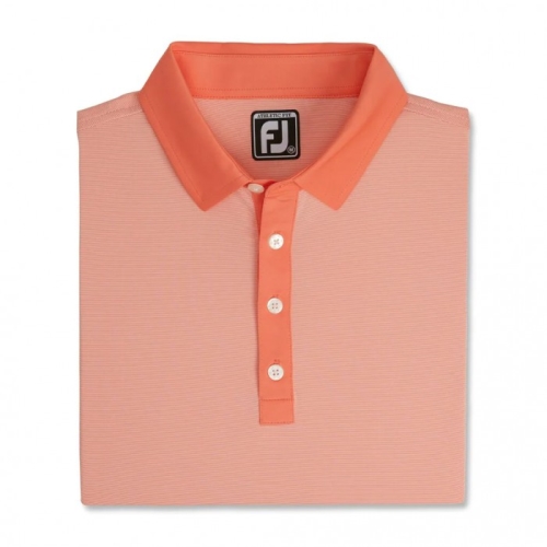 Coral / White Men's Footjoy Athletic Fit Lisle End-On-End Self Collar Shirts | US-27498UO