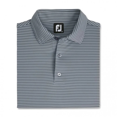 Grey / Smoke Men's Footjoy Lisle Feeder Stripe Self Collar Shirts | US-07395GM