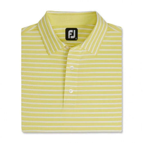 Yellow / White Men's Footjoy Lisle 2-Color Stripe Self Collar Shirts | US-90351TX