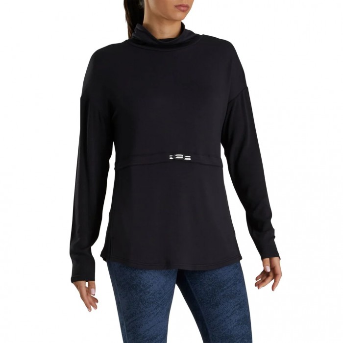 Black Women's Footjoy Funnel Collar  Shirts | US-21384ZF
